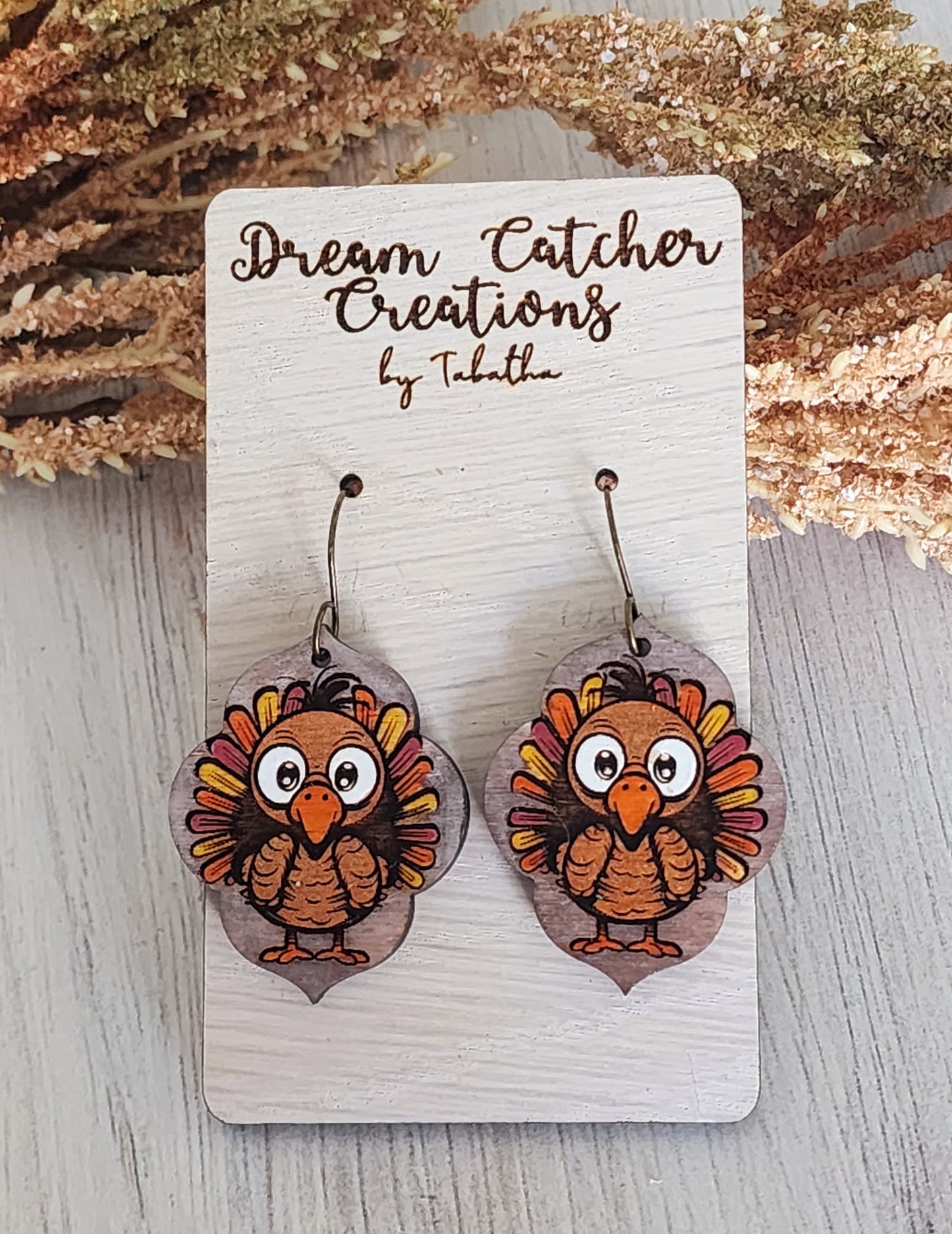 Turkey Wood Earrings- Brown Wash