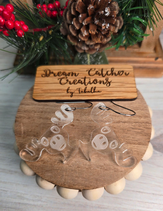 Moose Glass Acrylic Earrings- 1.5 in.