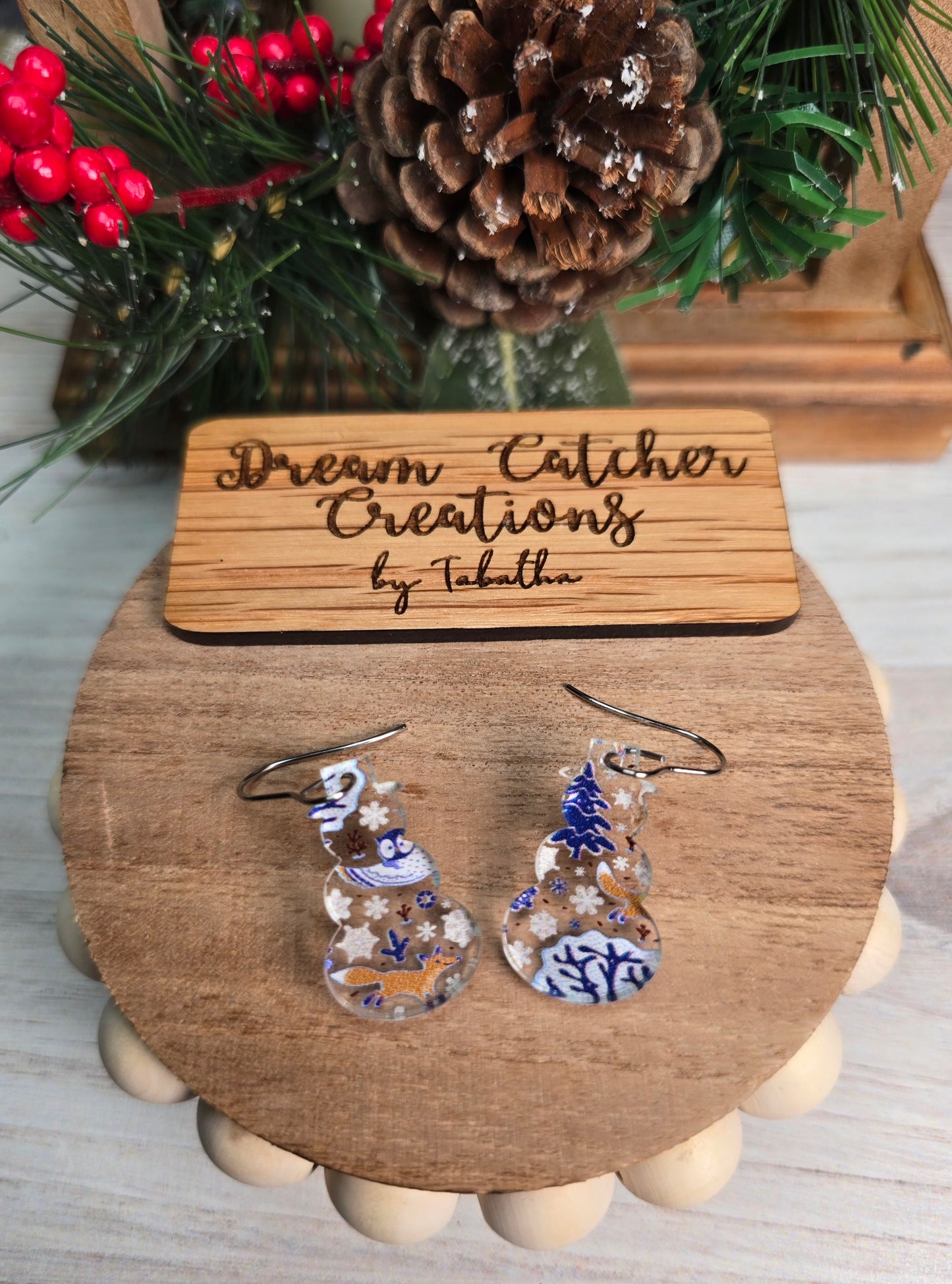 Winter Wonderland Snowman Acrylic Earrings