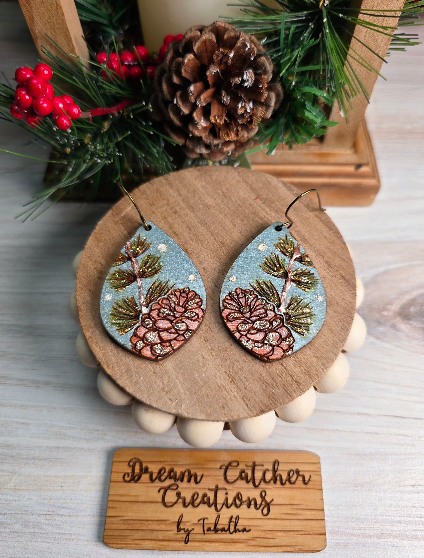 Pinecone Wood Earrings