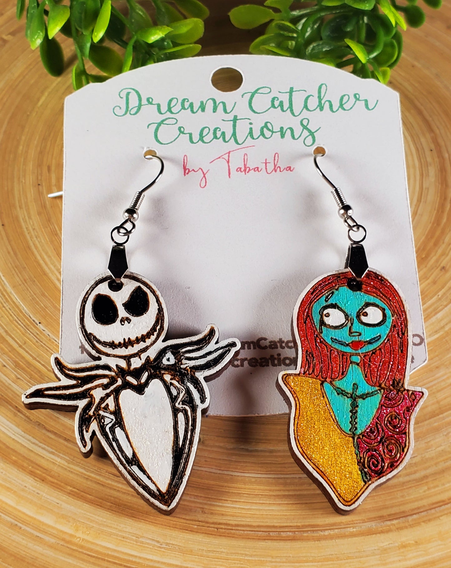 Jack & Sally Wood Earrings