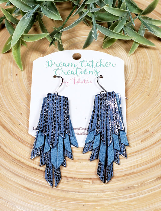 Boho Fringe- 2.5 in.- Blue & Silver