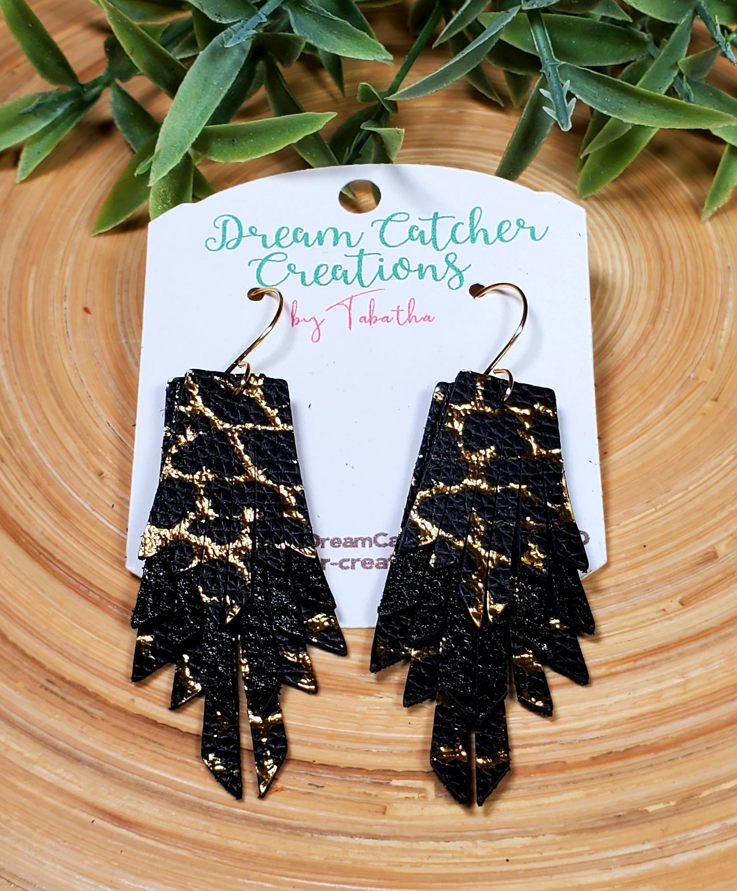 Boho Fringe- 2.5 in.- Black & Gold Crackle