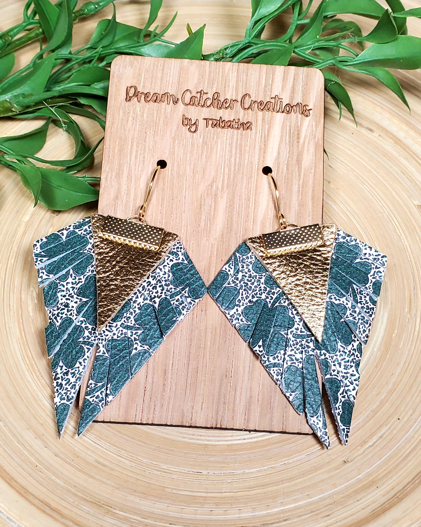 Boho Triangle- Shamrock & Gold- 2.5 Inches