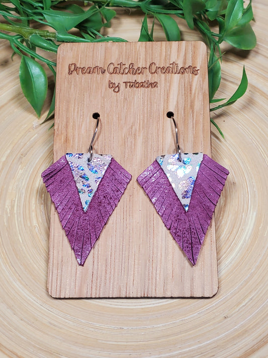 Boho Triangle- Purple & Iridescent Leopard- 2.5 Inches