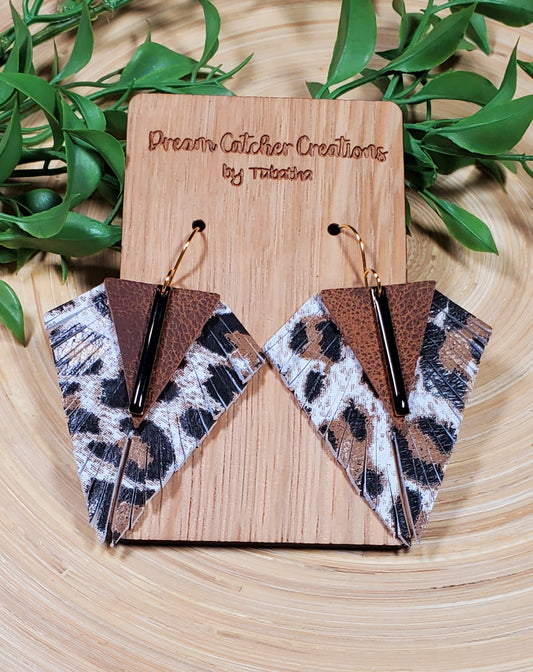 Boho Triangle- White Leopard- 2.5 Inches