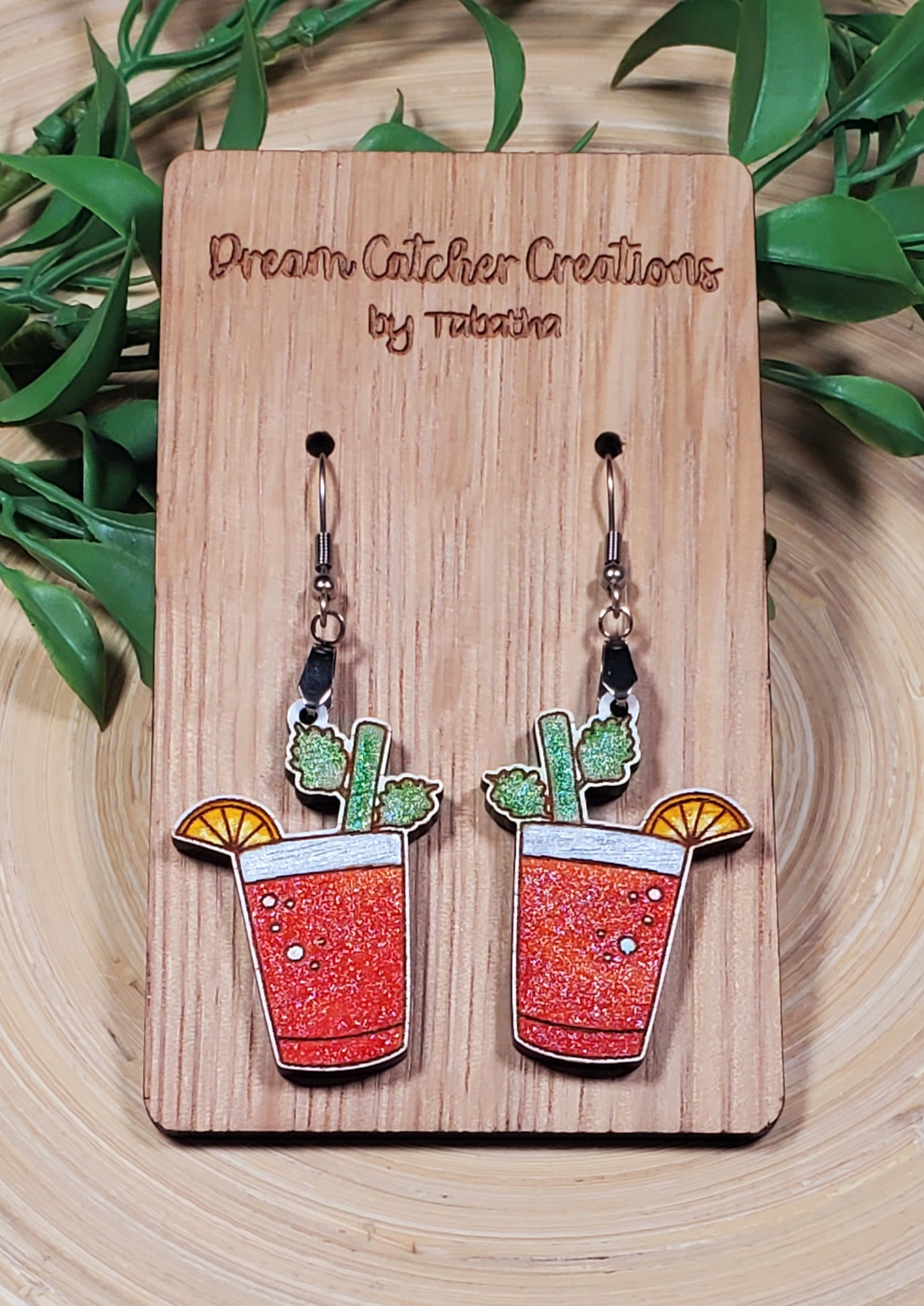 Bloody Mary Wood Earrings