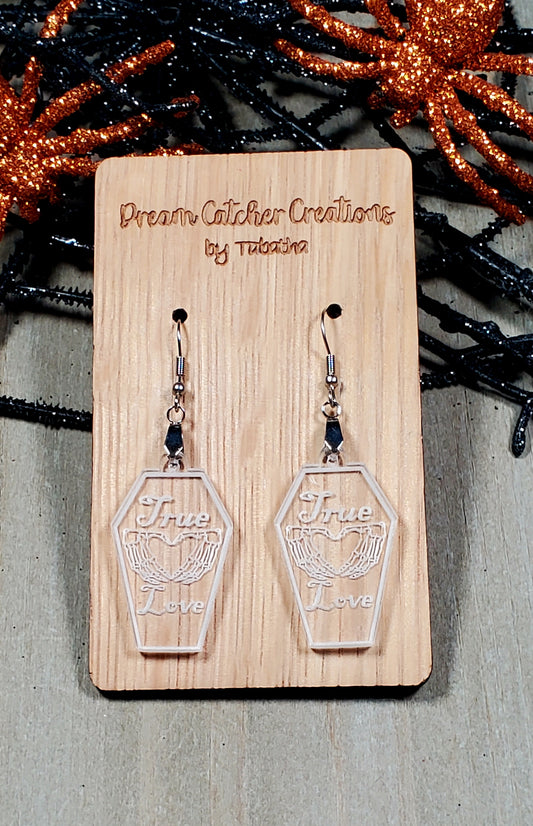 True Love Coffin Acrylic Earrings