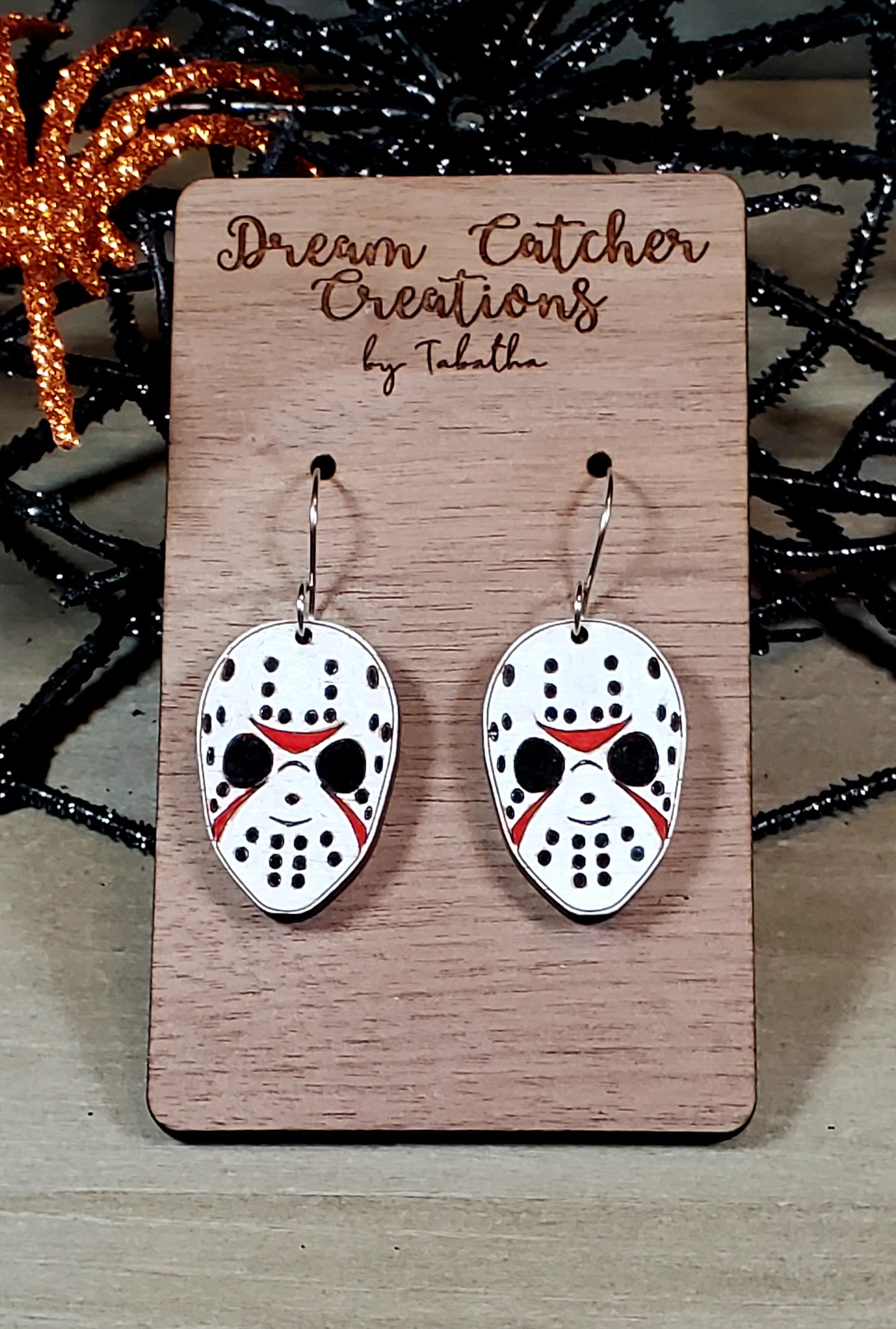 Hockey Mask Wood Earrings