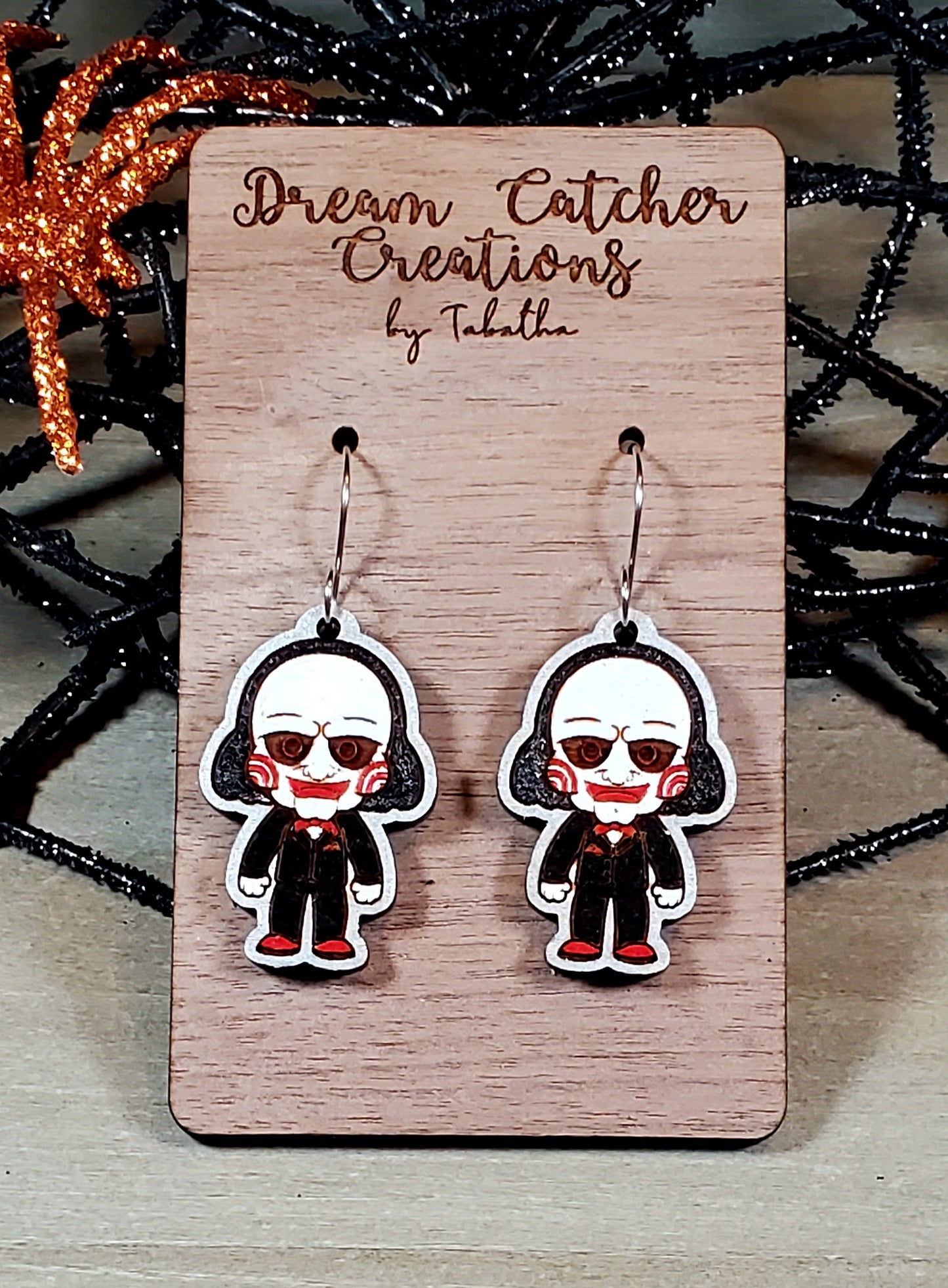 Billy Puppet Wood Earrings