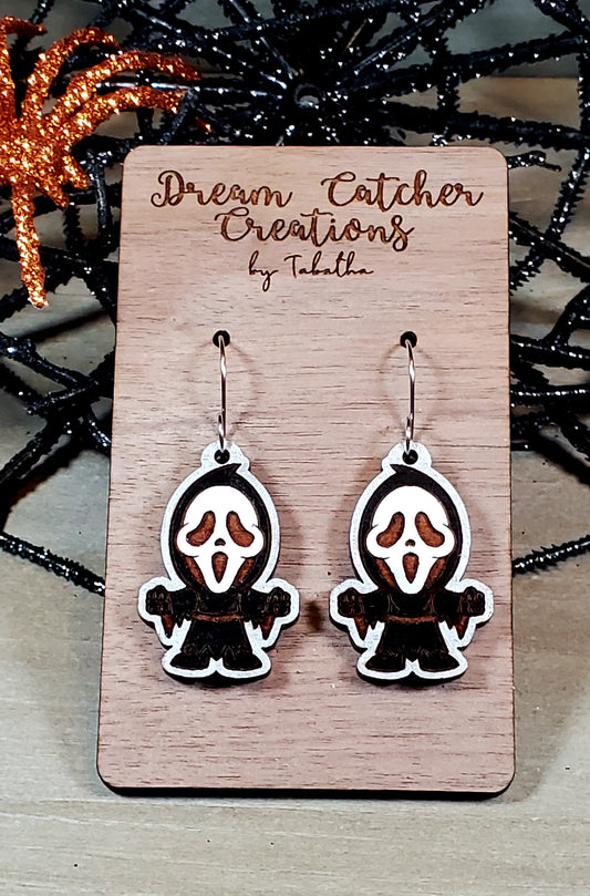 Ghostface Wood Earrings