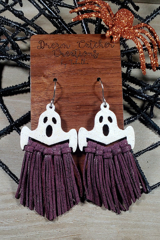 Ghost Fringe Leather Earrings