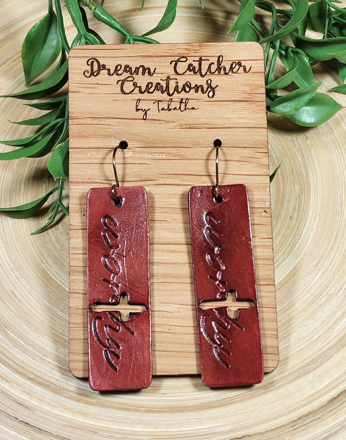 Worthy Bar Leather Earrings- Chestnut