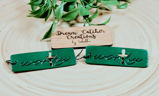 Worthy Bar Leather Earrings- Green