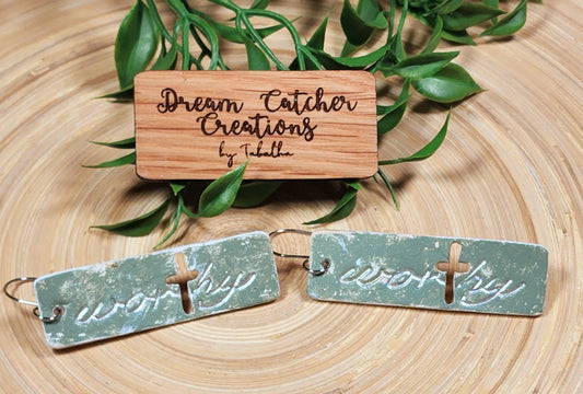 Worthy Bar Leather Earrings- Sage