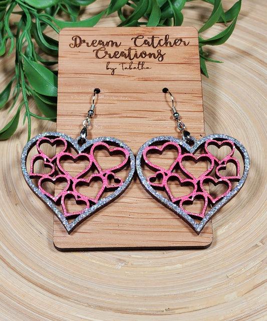 Hearts in Heart Wood Earrings