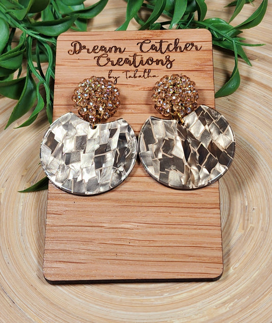 Mosaic Acylic Circle Cutout Earrings- Bronze