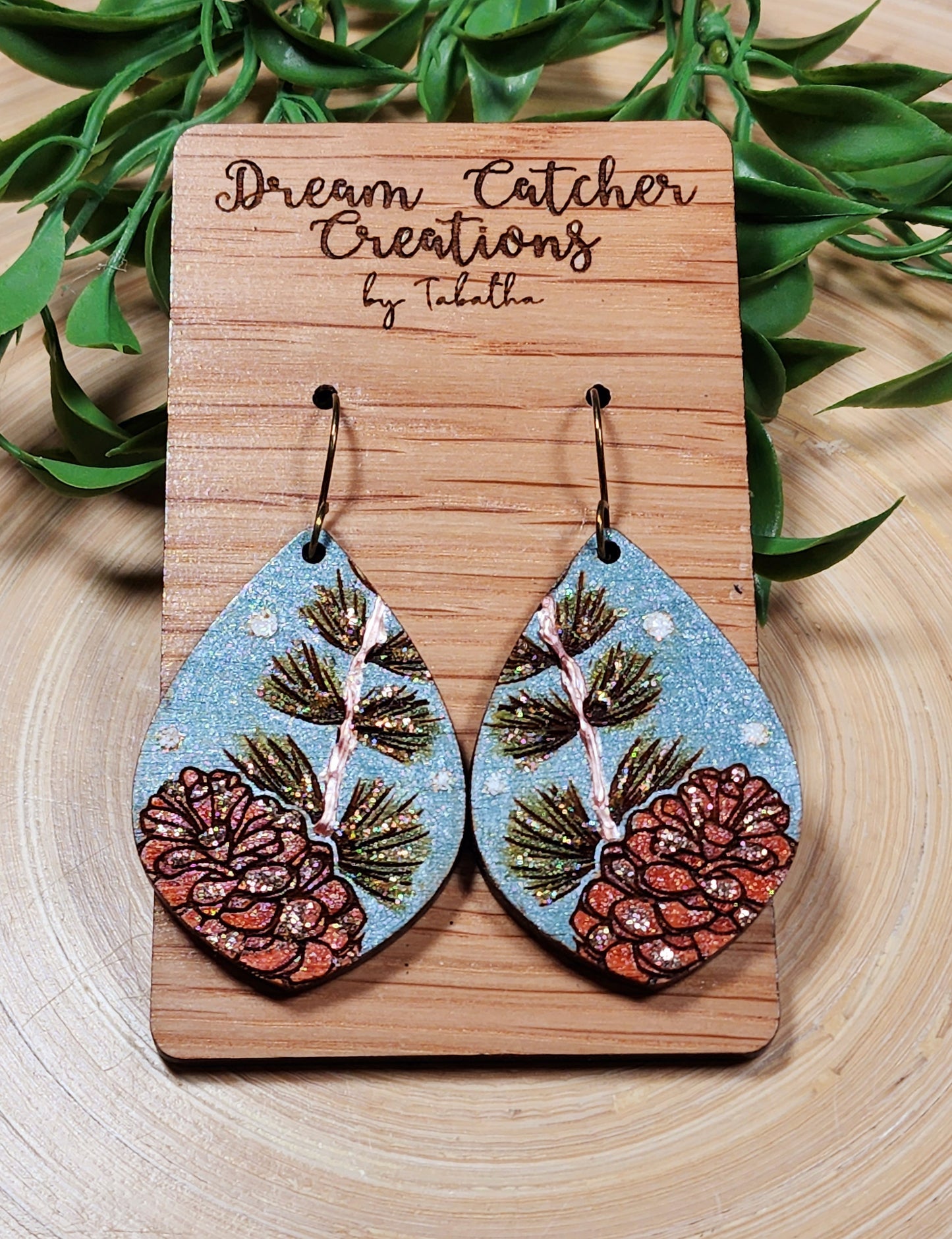 Pinecone Wood Earrings