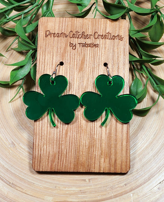 Shamrock Mirrored Acyrlic Earrings