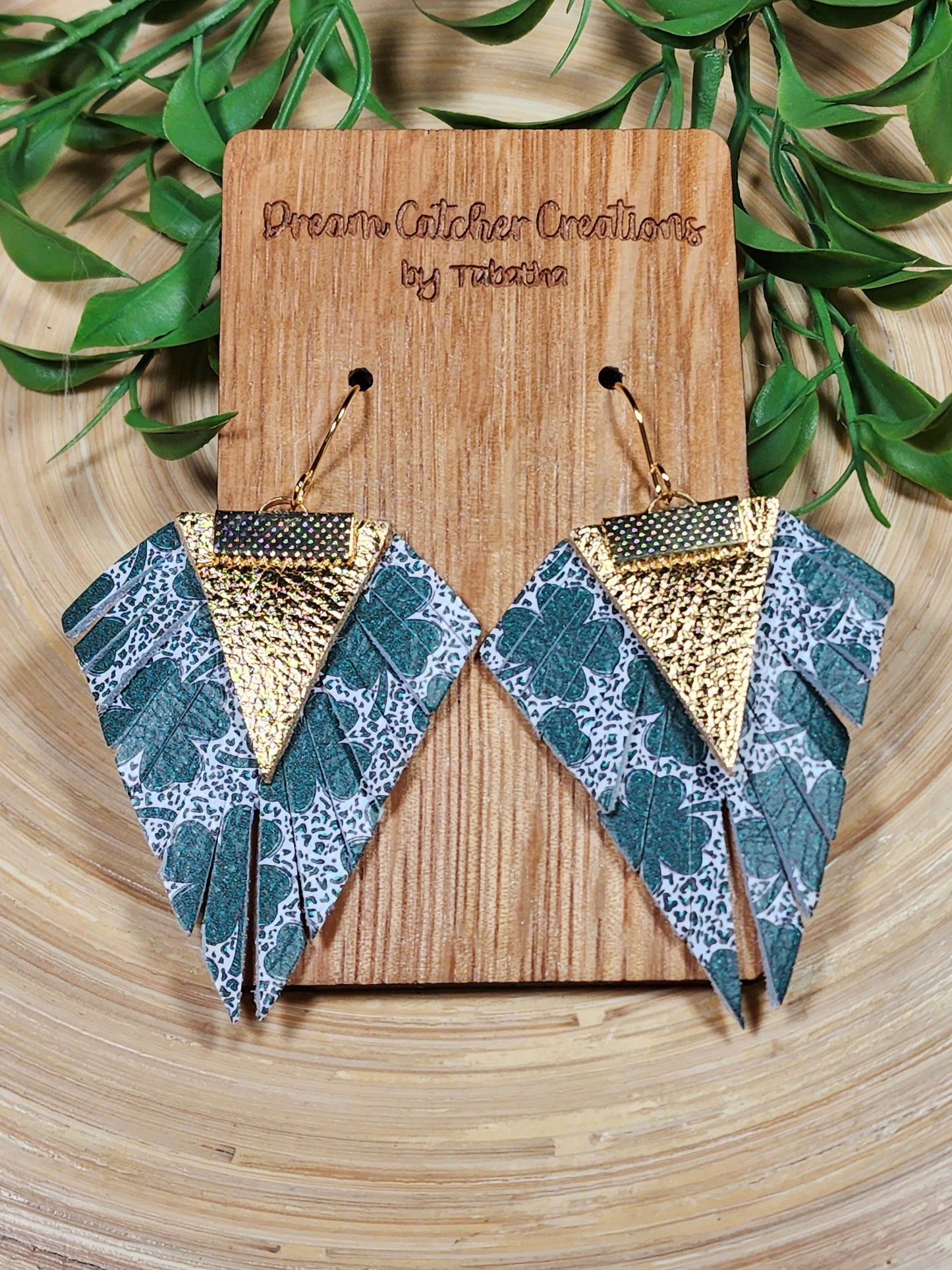 Boho Triangle- Shamrock & Gold- 2.5 Inches