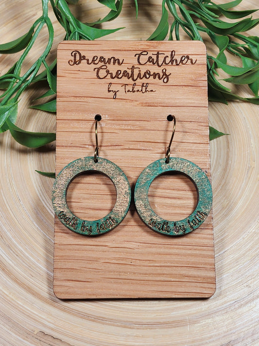 Walk by Faith Wood Earrings- Weathered Copper