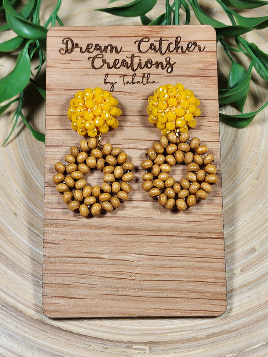 Natural Wooden Beaded Earrings- small